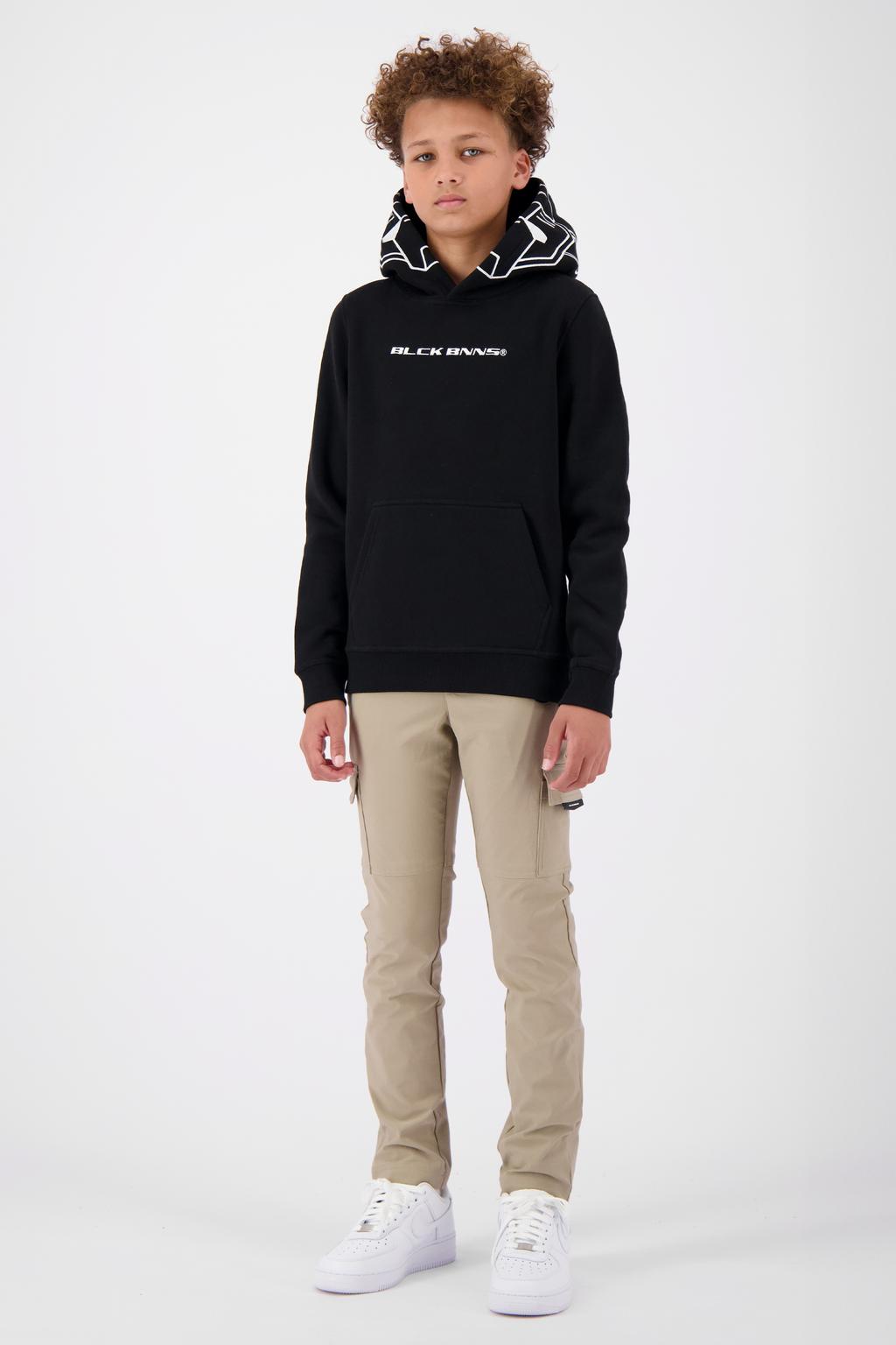 Zwart en witte jongens BLACK BANANAS hoodie van sweat materiaal met logo dessin, lange mouwen en capuchon