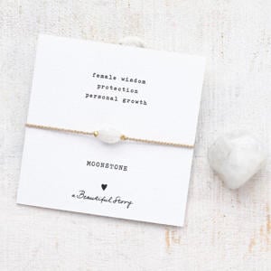 armband Gemstone Card Maansteen goudkleurig
