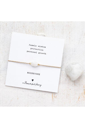 armband Gemstone Card Maansteen goudkleurig