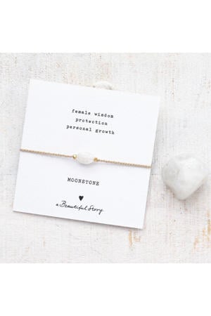 armband Gemstone Card Maansteen goudkleurig