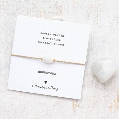 A Beautiful Story armband Gemstone Card Maansteen goudkleurig afbeelding