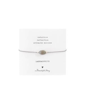 armband Gemstone Card Labradoriet zilverkleurig