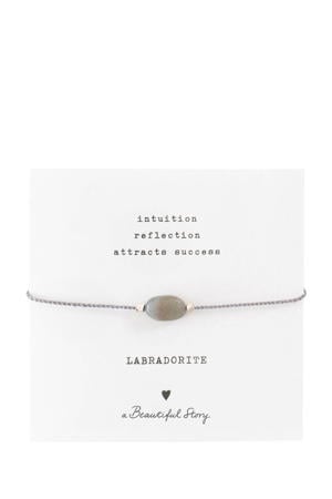 armband Gemstone Card Labradoriet zilverkleurig