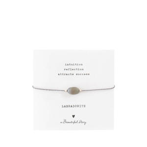 armband Gemstone Card Labradoriet zilverkleurig