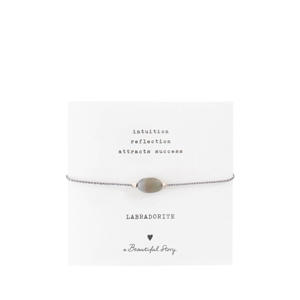 armband Gemstone Card Labradoriet zilverkleurig