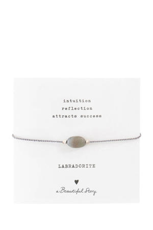 armband Gemstone Card Labradoriet zilverkleurig