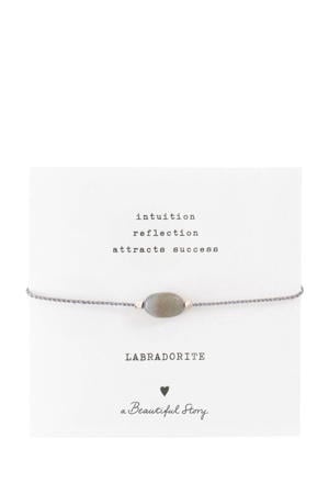 armband Gemstone Card Labradoriet zilverkleurig