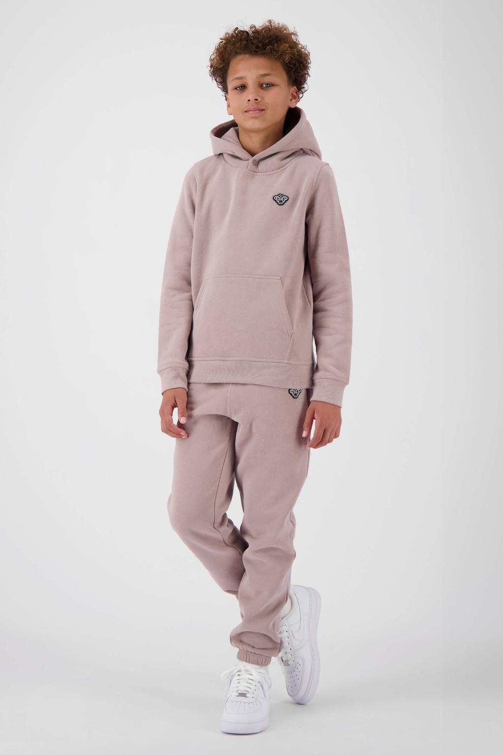 Beige jongens BLACK BANANAS sweater met effen, lange mouwen, capuchon en geribde boorden