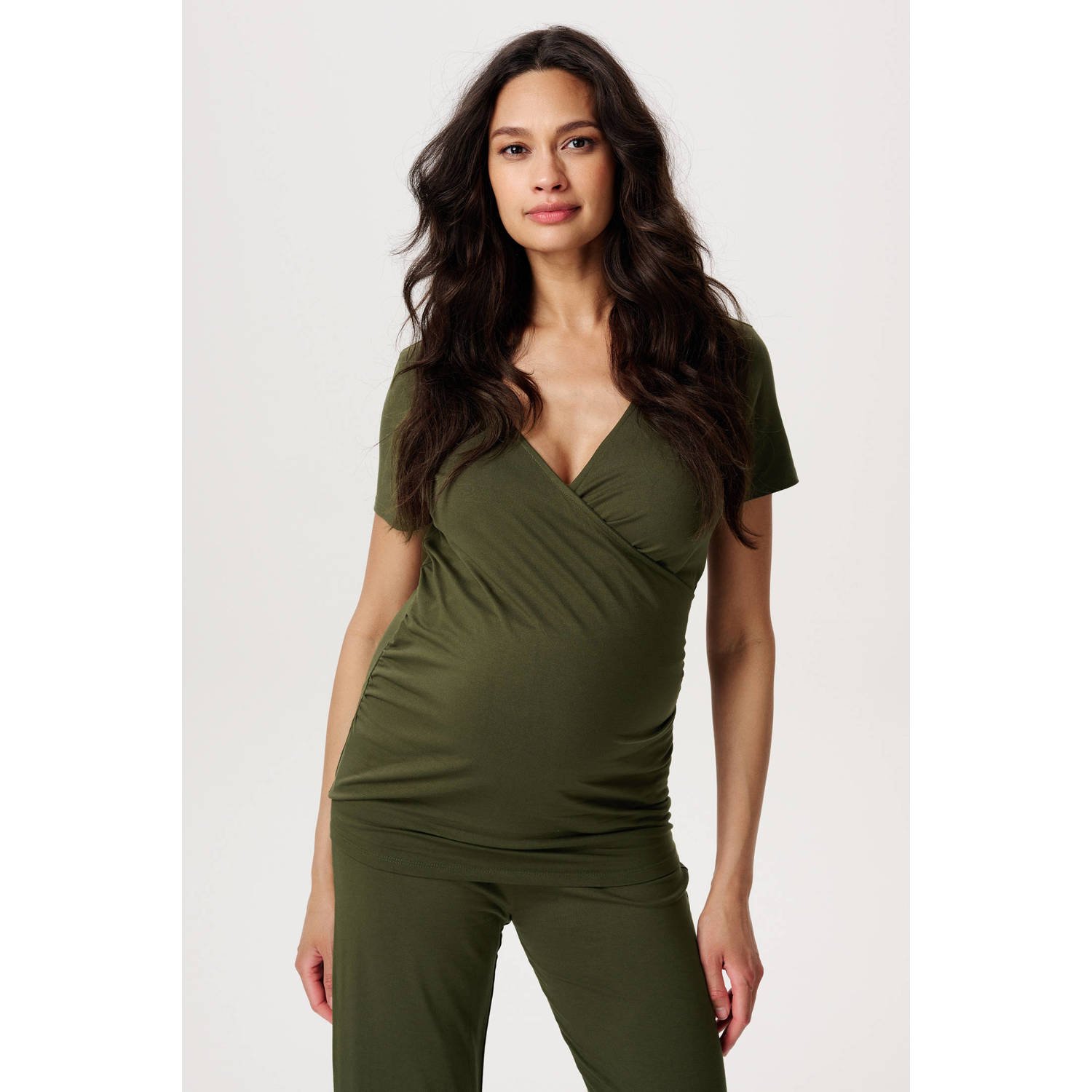 Noppies maternity zwangerschaps- en voedingstop Banu groen
