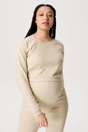 crop zwangerschaps- en voedingstop Leela beige