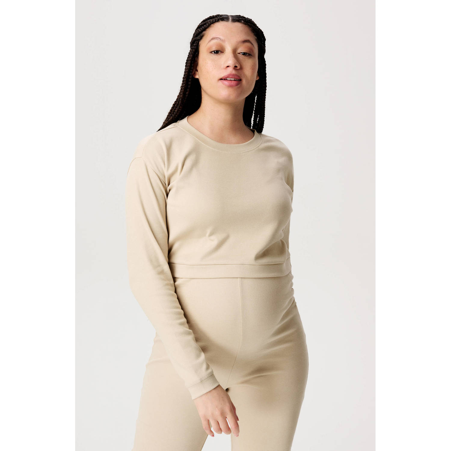 Noppies maternity crop zwangerschaps- en voedingstop Leela beige