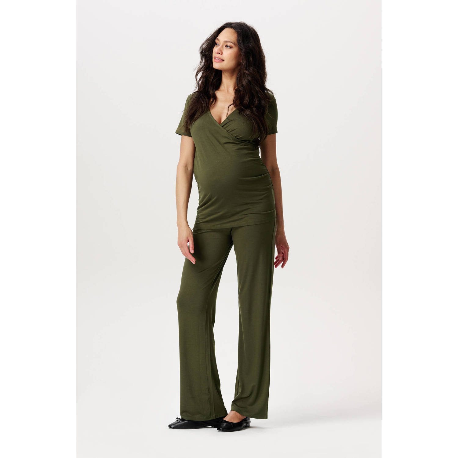 Noppies maternity wide leg zwangerschapsbroek Visby groen