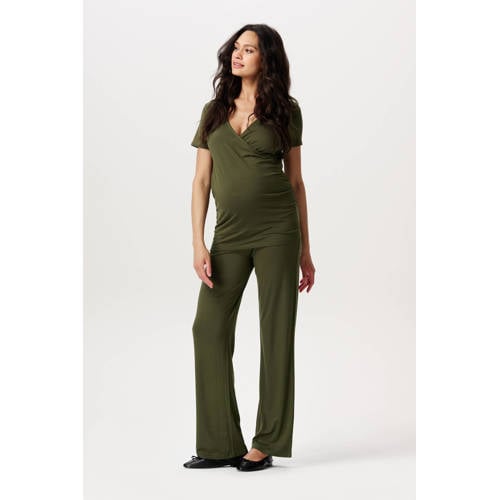 Noppies maternity wide leg zwangerschapsbroek Visby groen afbeelding