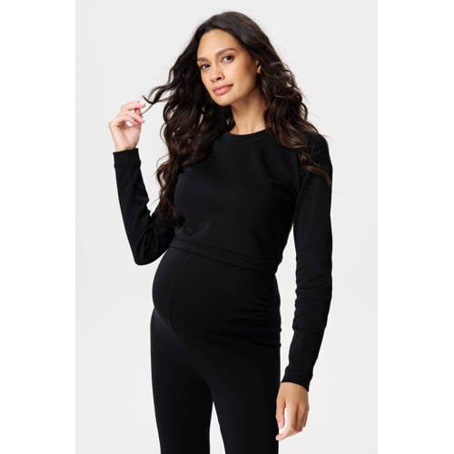 Noppies maternity crop zwangerschaps- en voedingstop Leela zwart afbeelding
