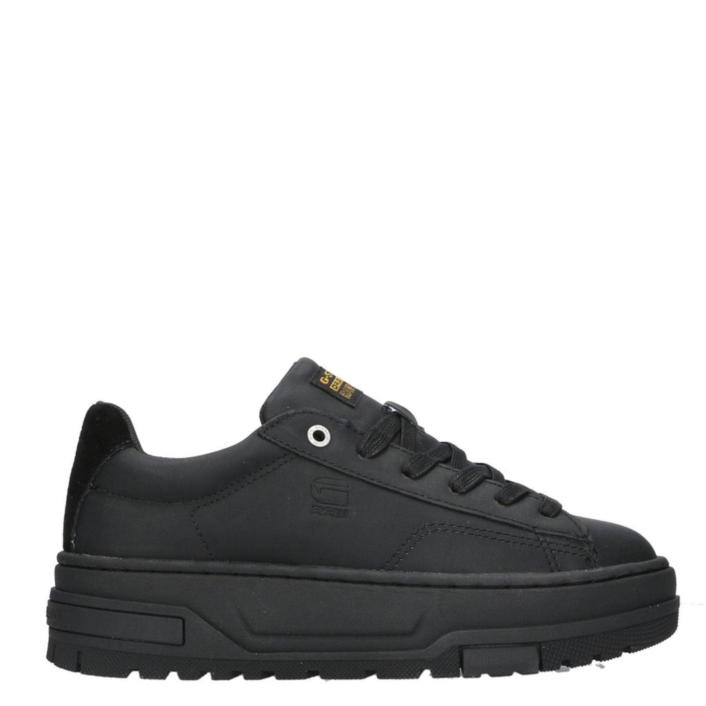 Zwarte dames G-STAR Lhana sneakers van imitatieleer en suède met plateauzool, veters en effen