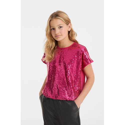 anytime top met pailletten roze afbeelding