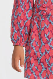 thumbnail: Quapi jurk DANAE met all over print en ceintuur lichtblauw/rood