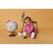 thumbnail: Roze meisjes Quapi Mini sweater en ruches met printopdruk, lange mouwen, ronde hals en drukknoopsluiting