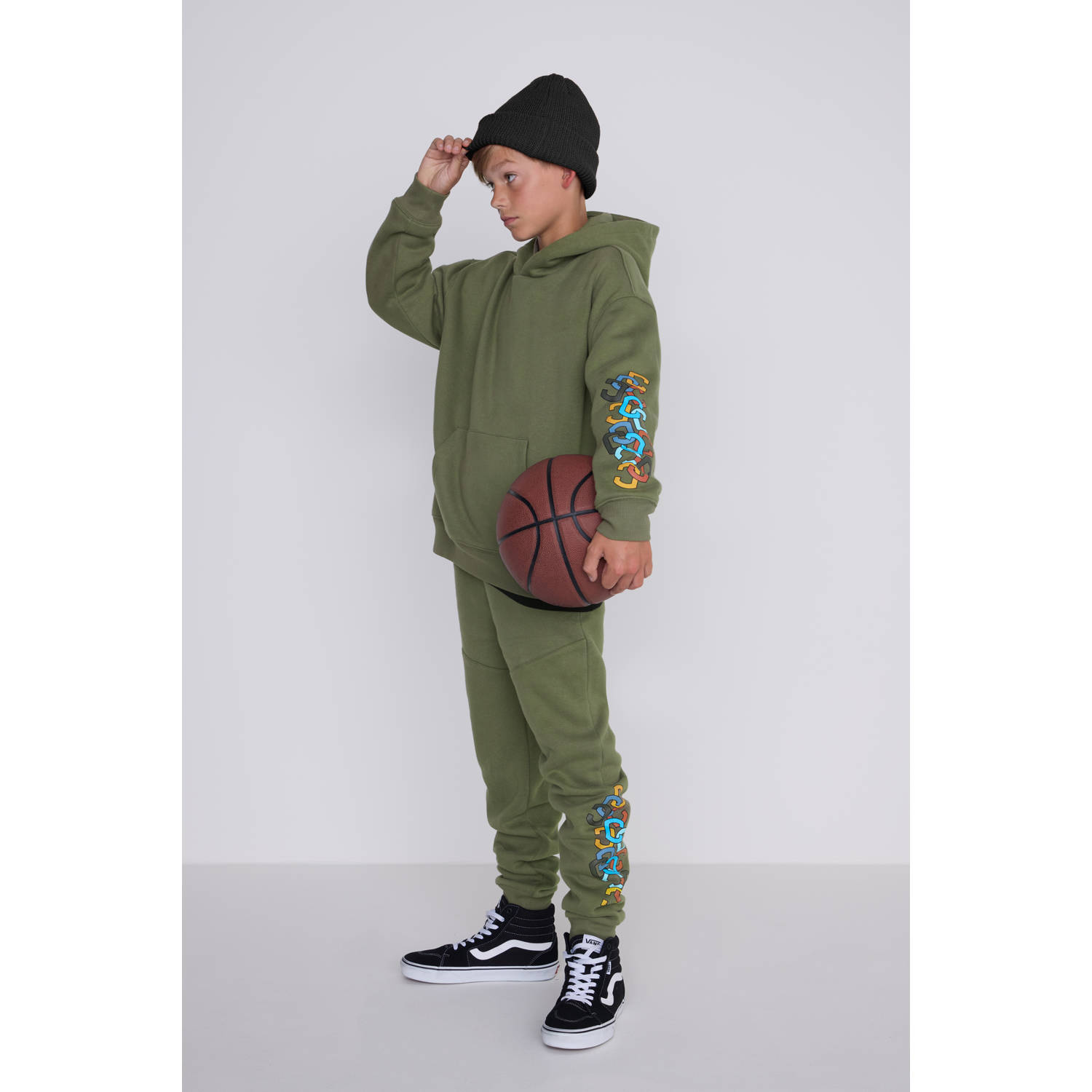 Coolcat joggingbroek Coby met printopdruk khaki