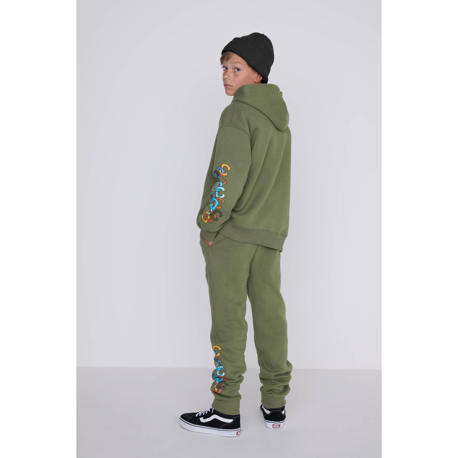 Coolcat joggingbroek Coby met printopdruk khaki