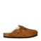 Birkenstock gevoerde suède clogs cognac