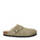 Birkenstock gevoerde suède clogs taupe
