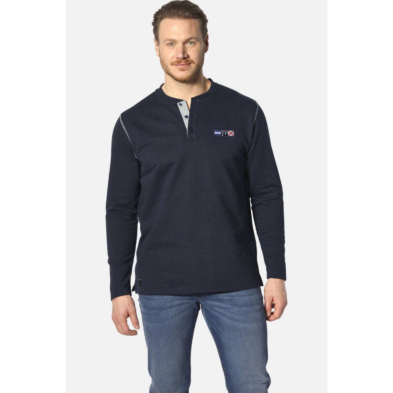 Jan Vanderstorm longsleeve JORNSEN Plus Size donkerblauw