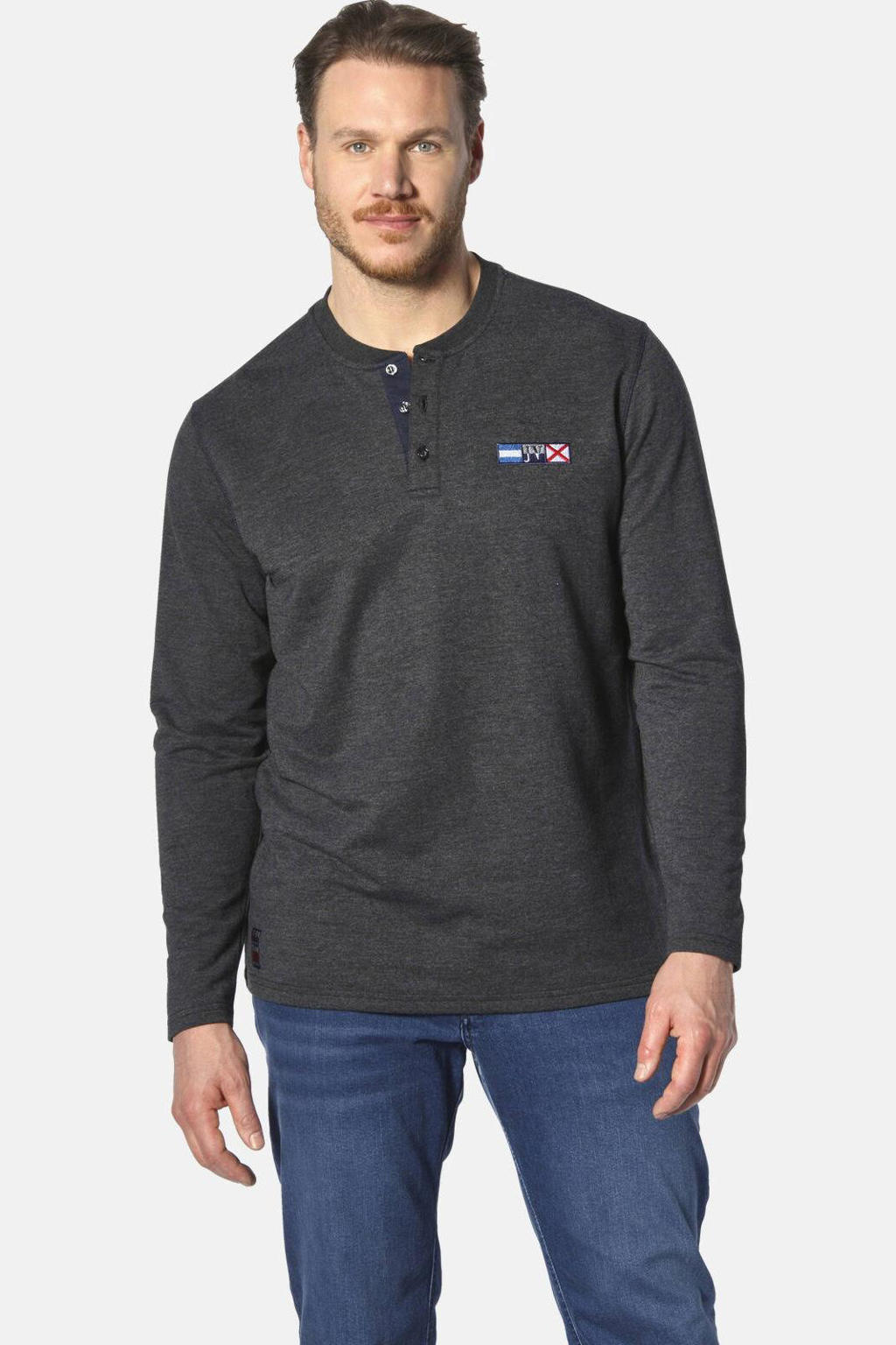 Jan Vanderstorm longsleeve JORNSEN Plus Size antraciet