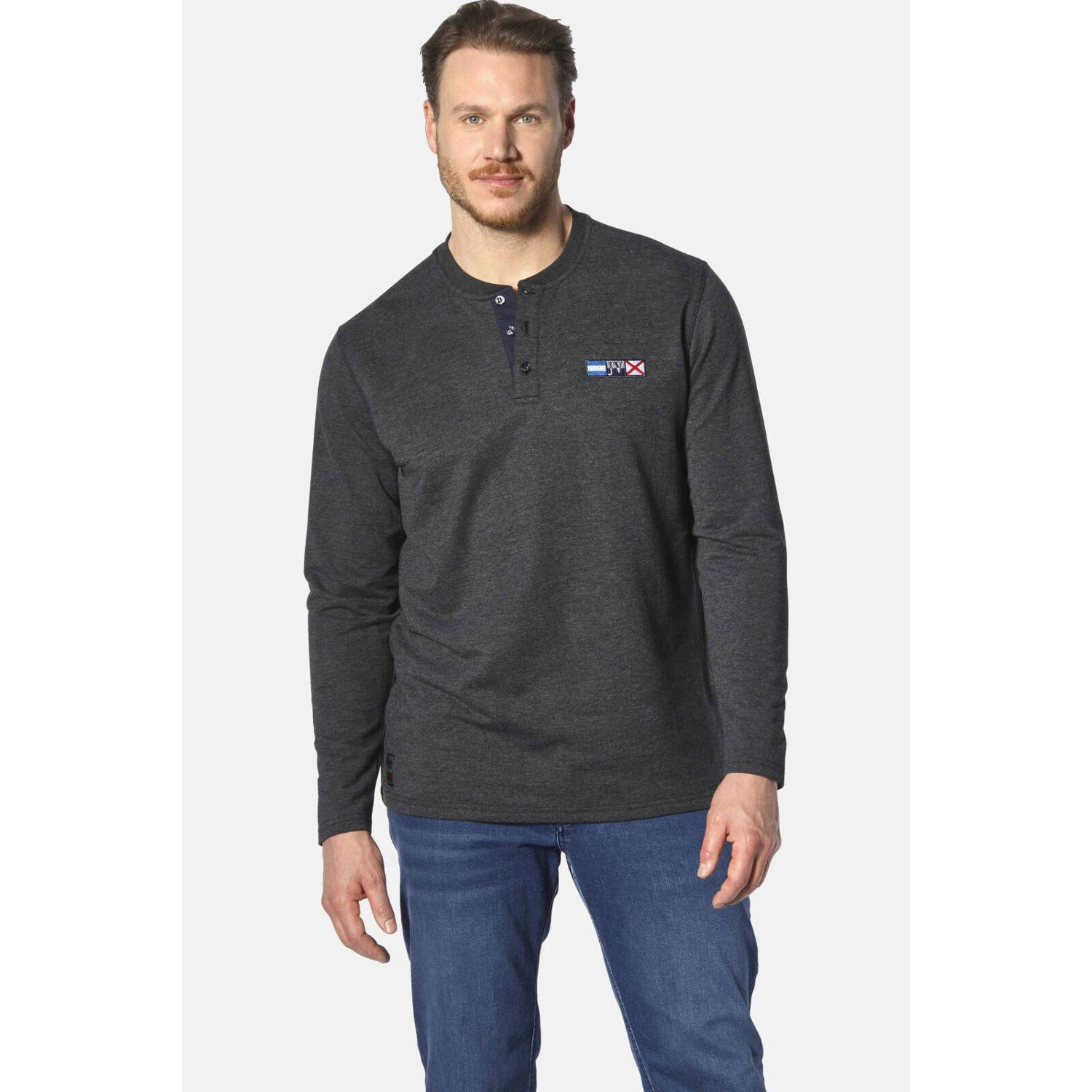Jan Vanderstorm longsleeve JORNSEN Plus Size antraciet