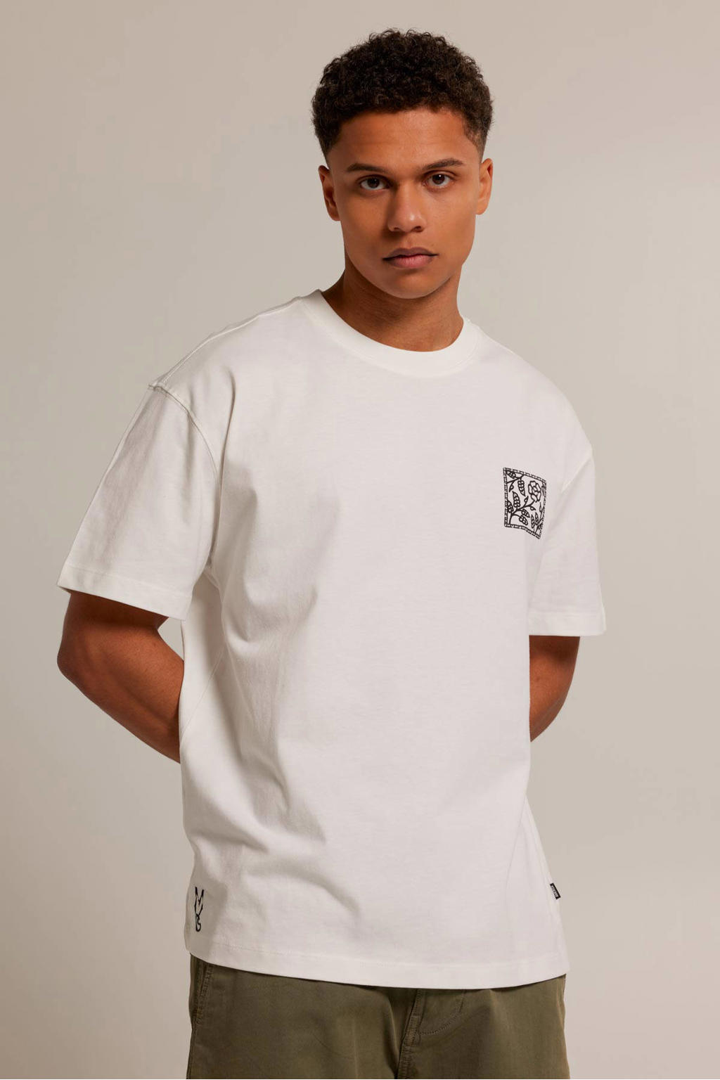 Witte heren America Today T-shirt Ever van katoen met backprint, korte mouwen en ronde hals