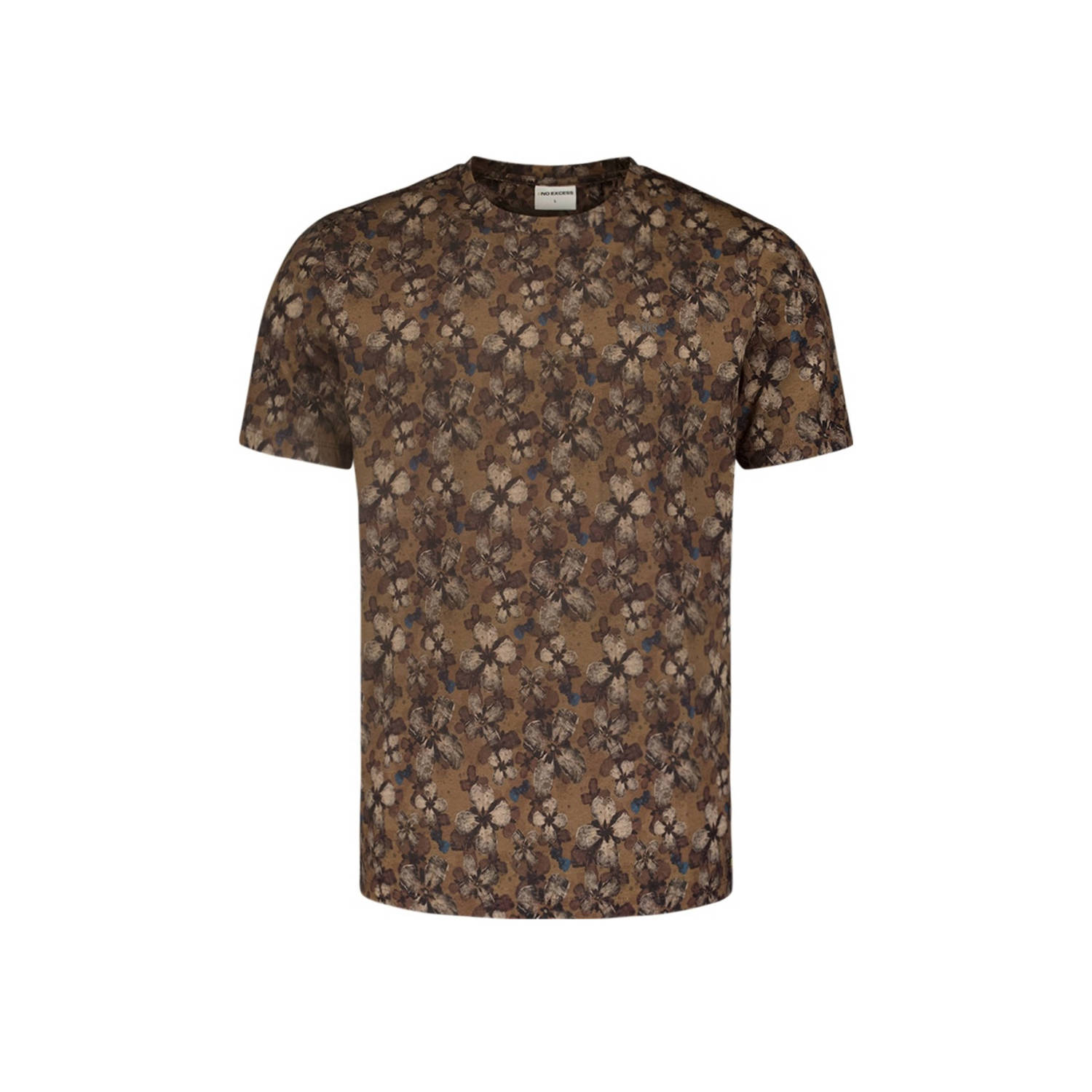 No Excess regular fit T-shirt met all over print khaki