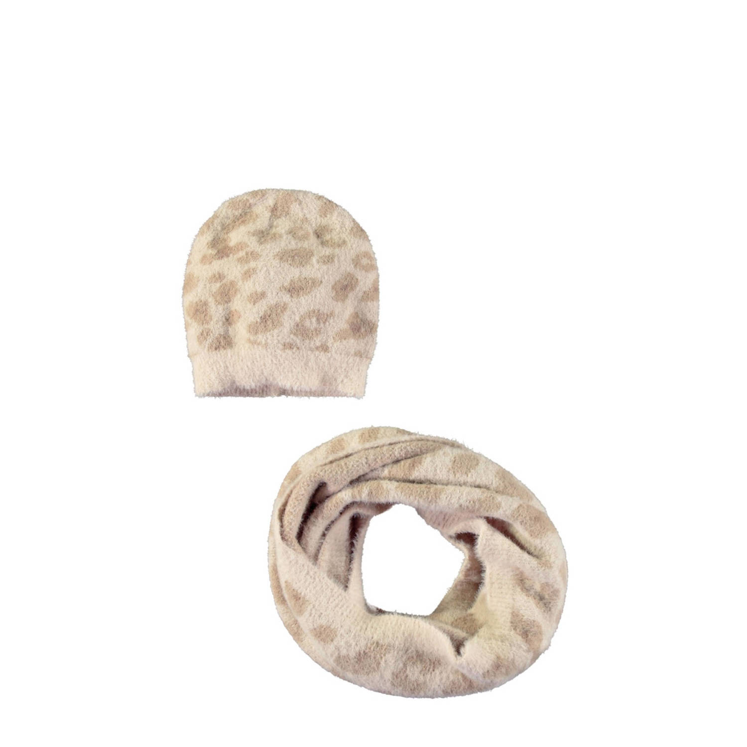 Like Flo muts + colsjaal Nel met panterprint ecru