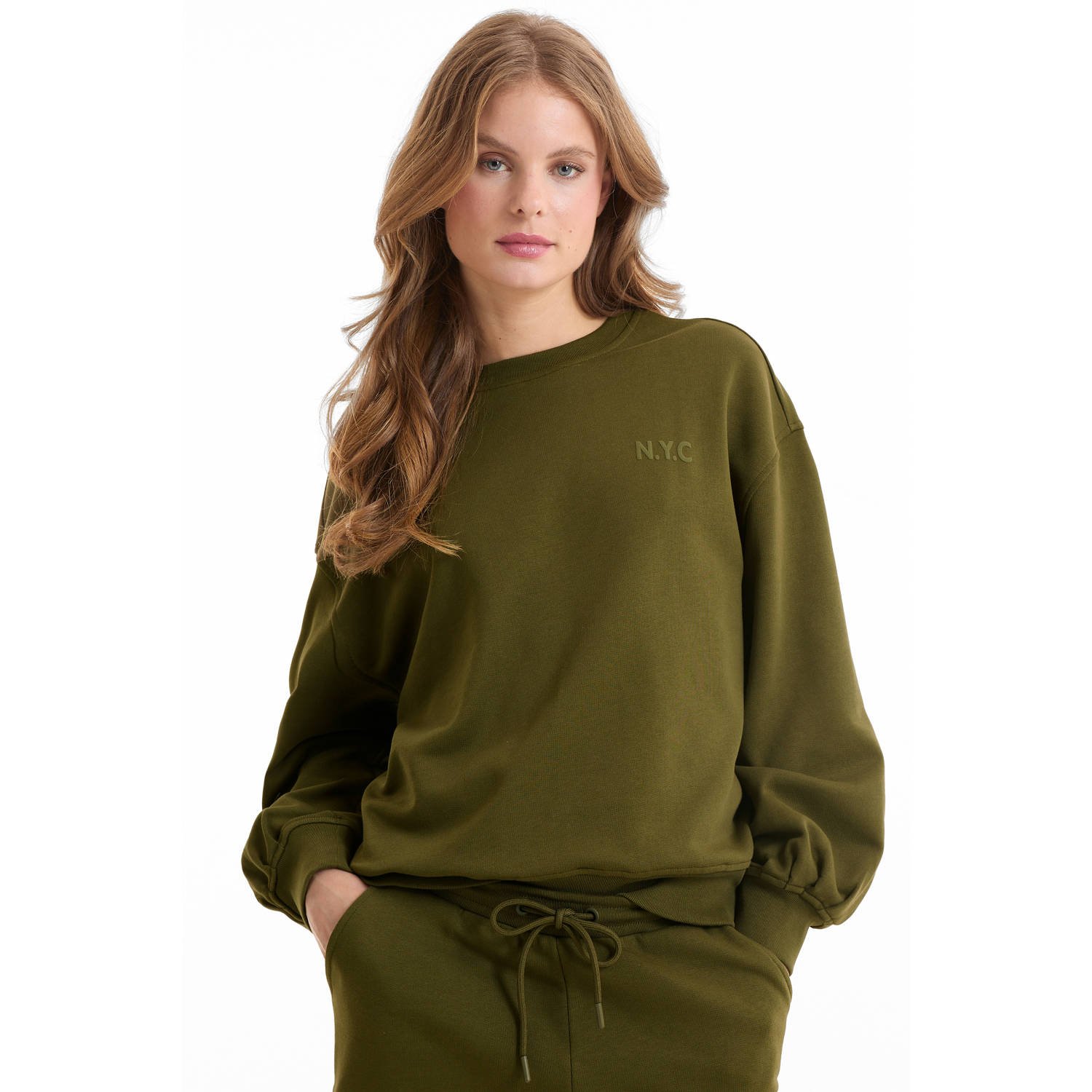 Anytime sweater olijfgroen