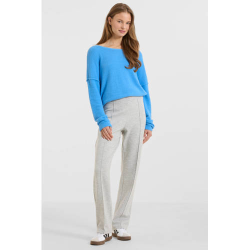 anytime jersey straight leg pantalon grijs melange afbeelding