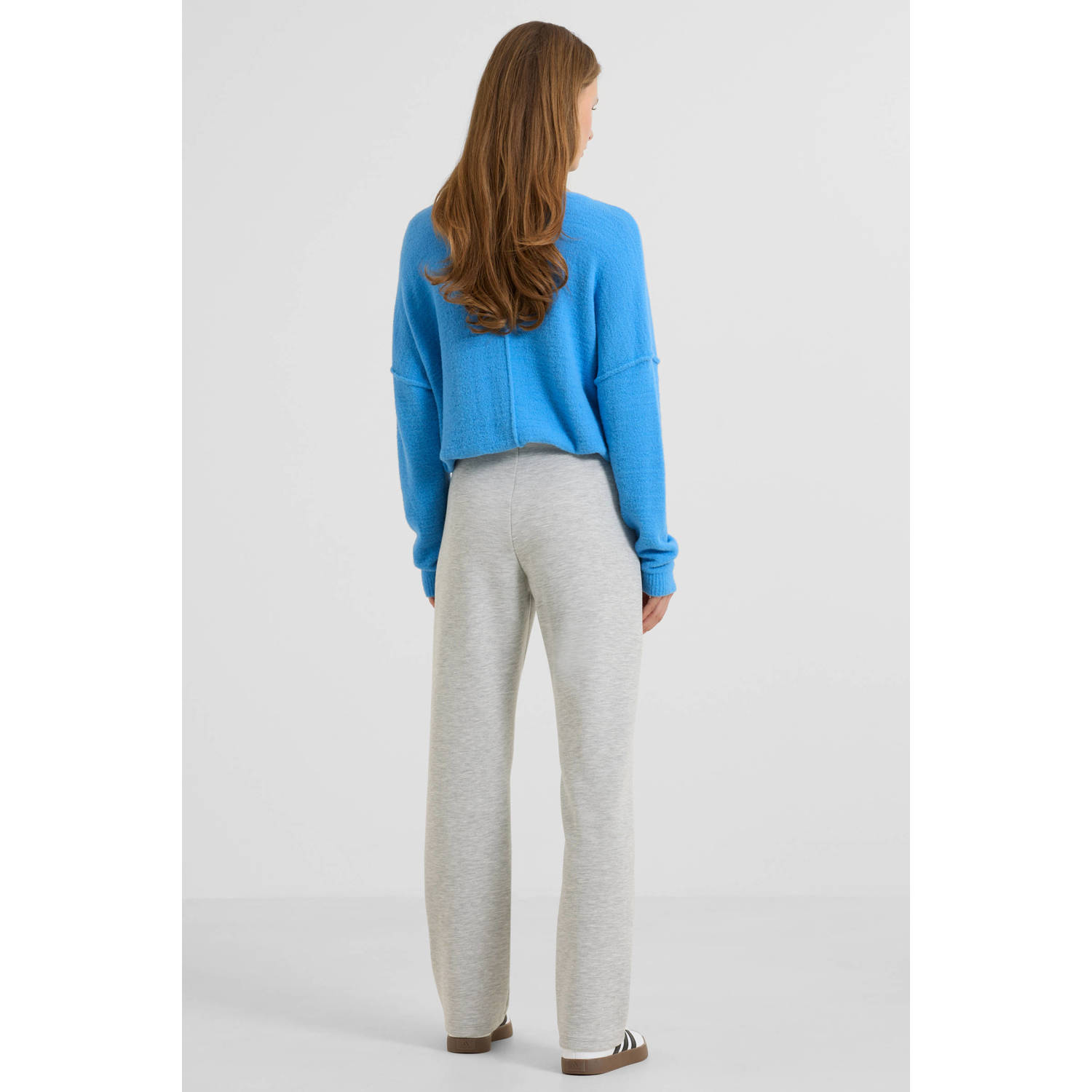 anytime ponte straight leg pantalon grijs melange