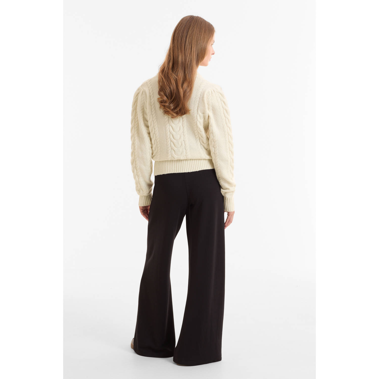 anytime ponte wide leg pantalon zwart