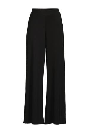 jersey wide leg pantalon zwart