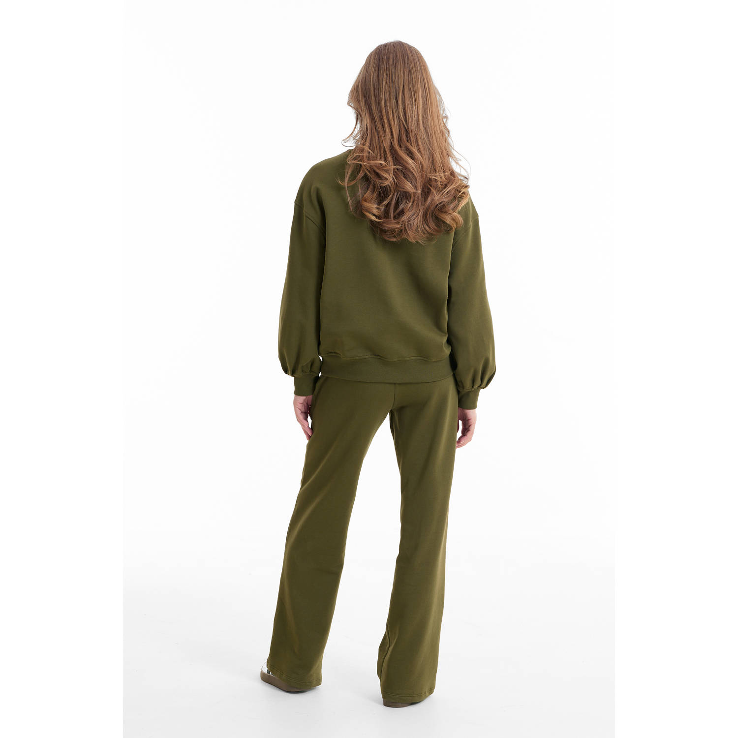 anytime wide leg joggingbroek khaki