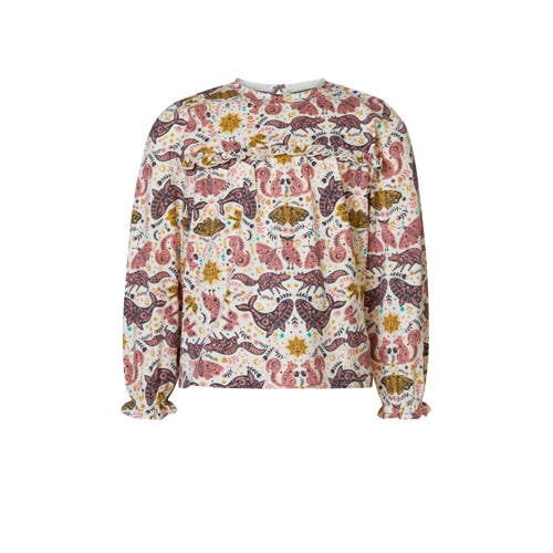 Noppies kids longsleeve Jega met all over print roze/geel/wit afbeelding