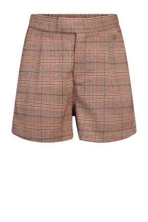 geruite loose fit casual short Linda lichtbruin