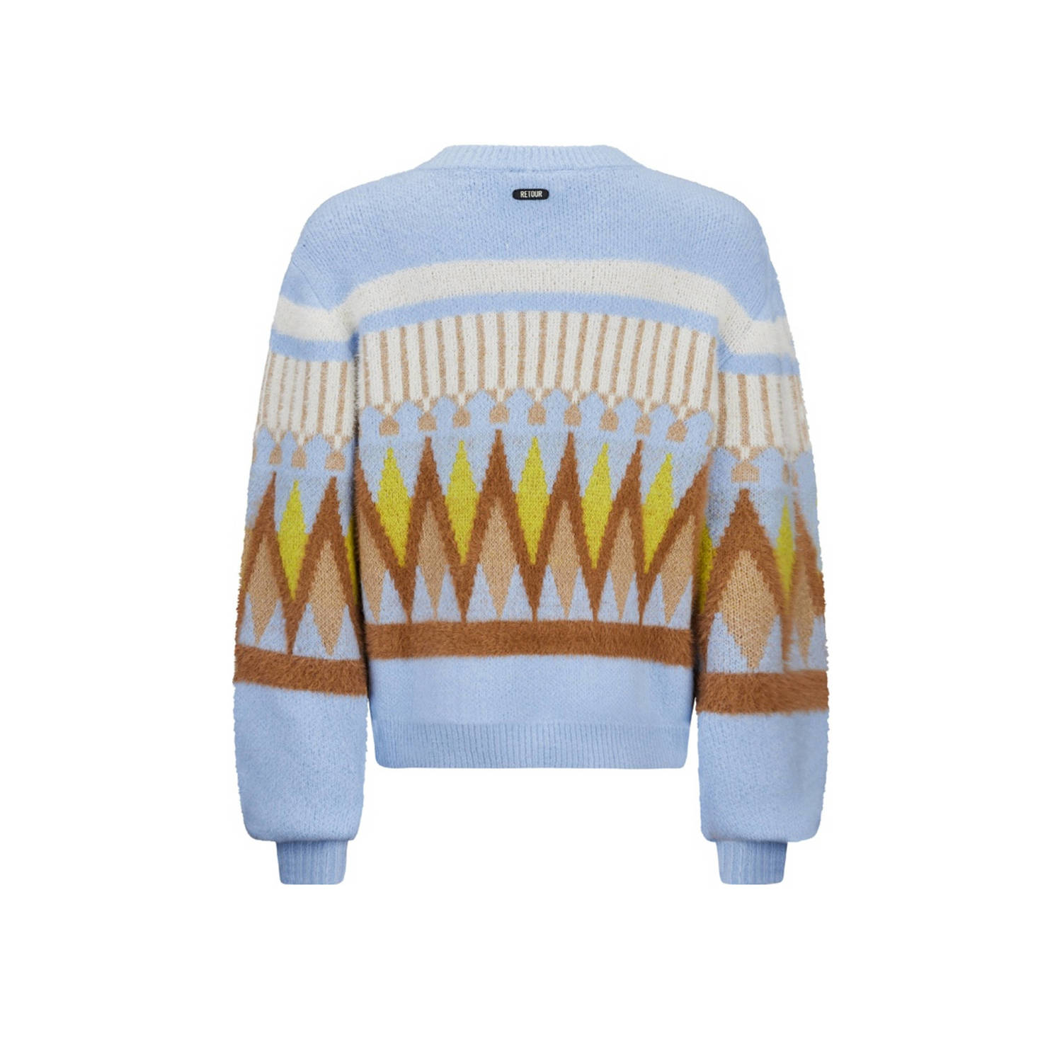 Retour Jeans sweater Freya lichtblauw bruin geel