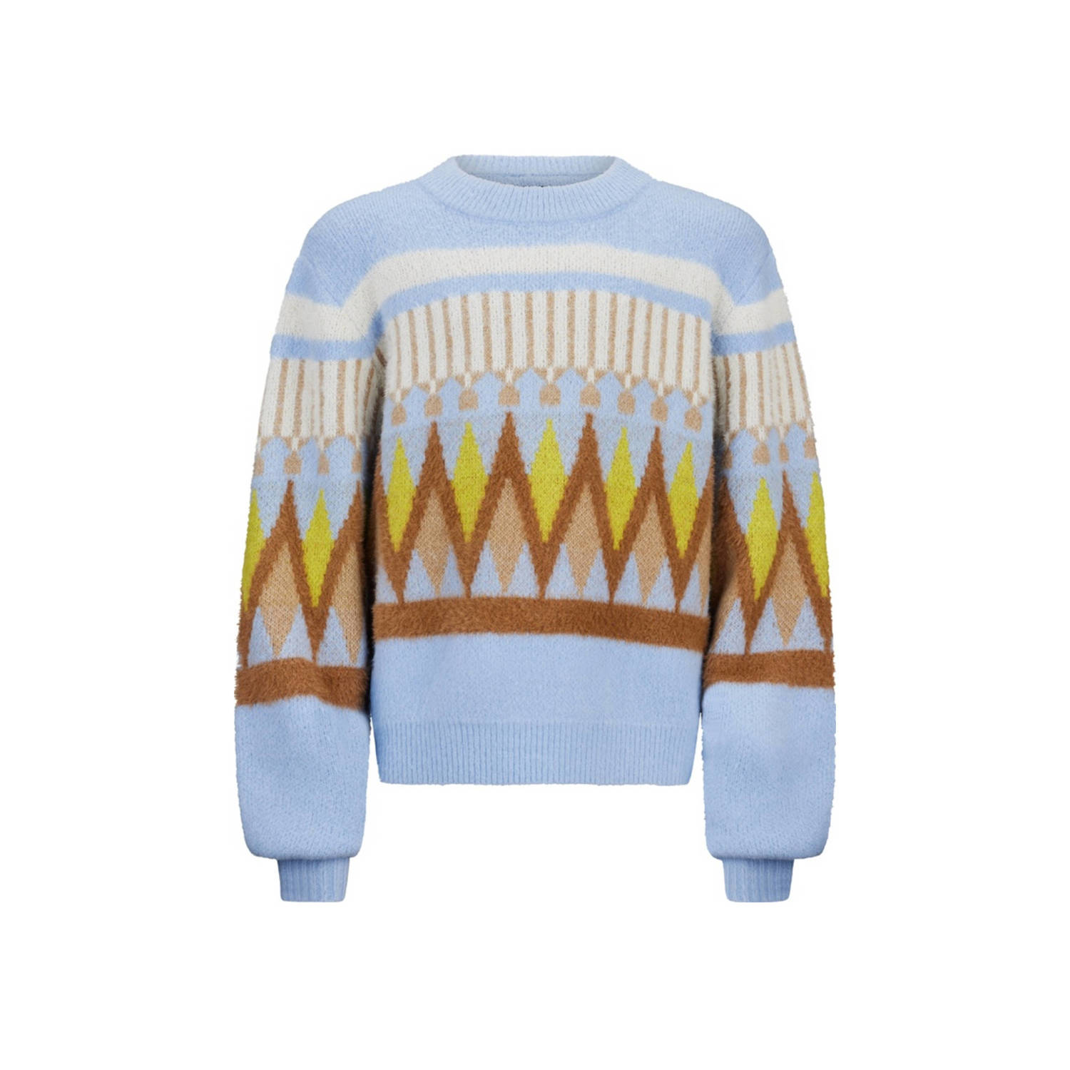 Retour Jeans sweater Freya lichtblauw bruin geel