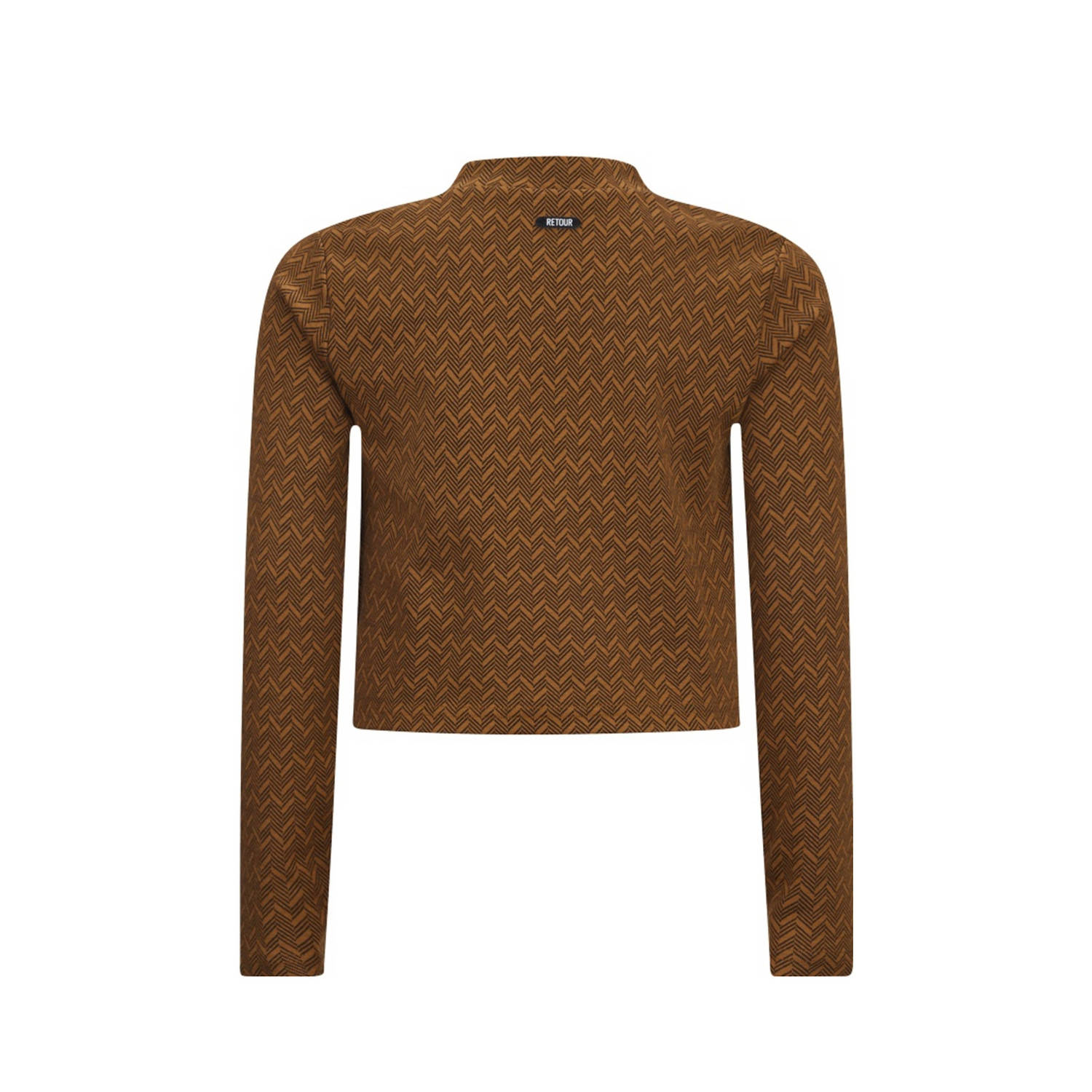 Retour Jeans longsleeve Kris met all over print bruin