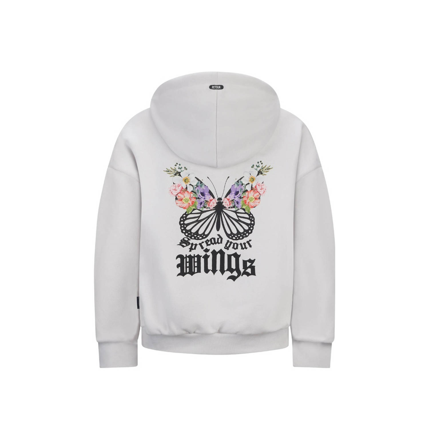 Retour Jeans hoodie Teeny met backprint lichtgrijs