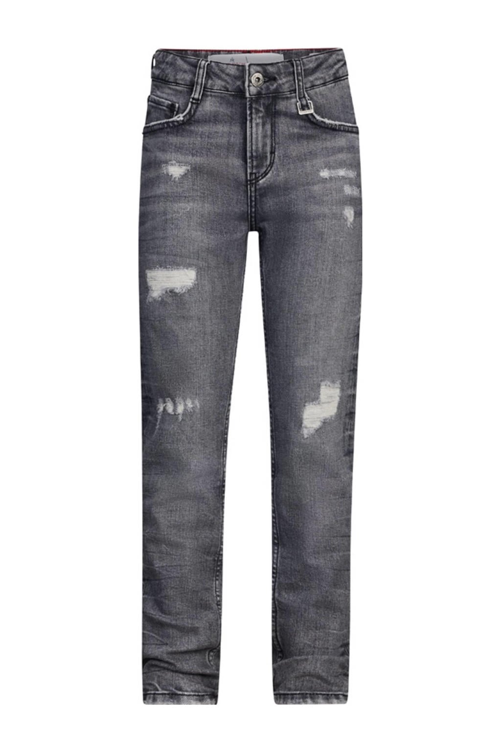 Grey denim Retour Jeans tapered fit jeans Wulf van denim met regular waist en effen