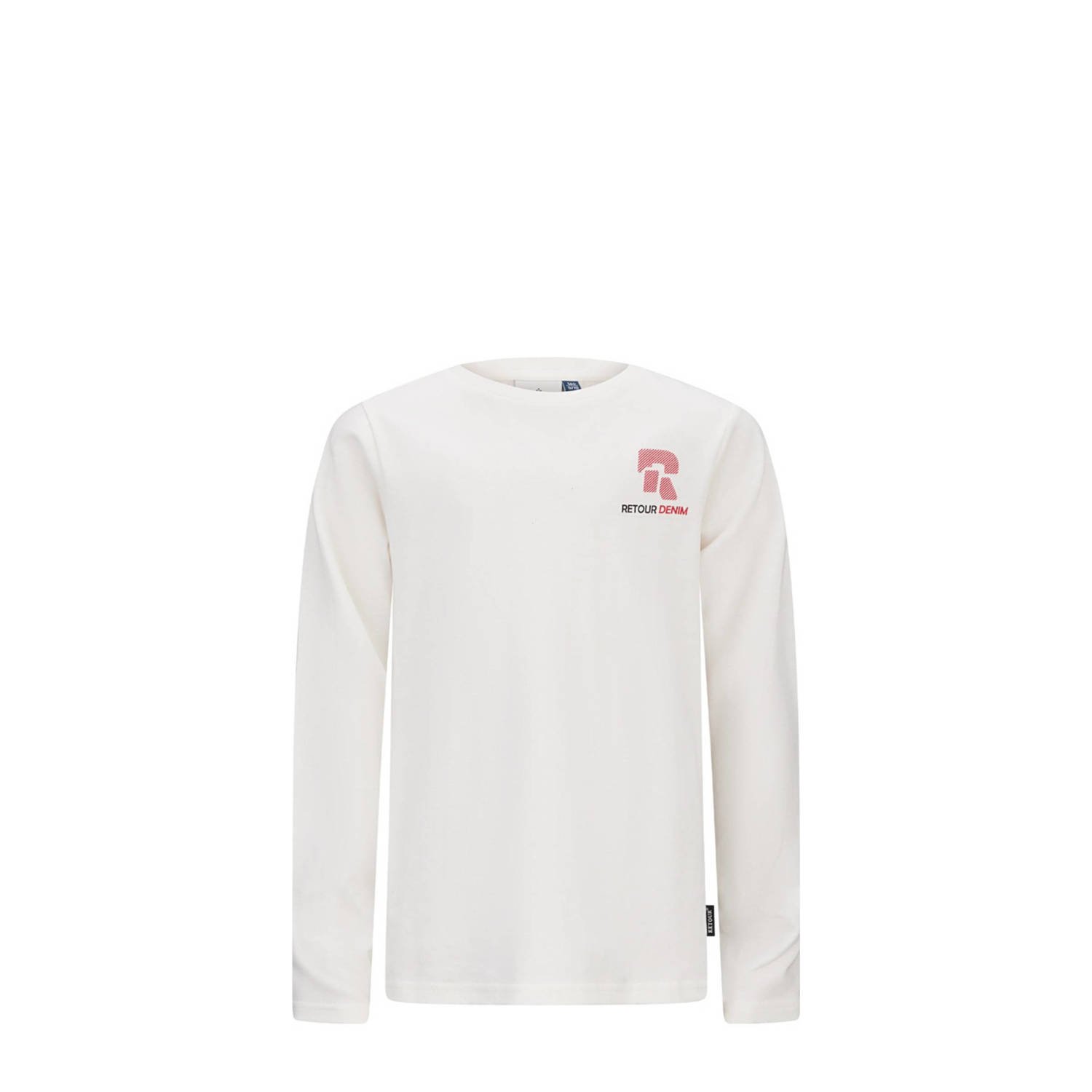 Retour Jeans longsleeve Eric met backprint offwhite Wit Jongens Katoen Ronde hals 134 140