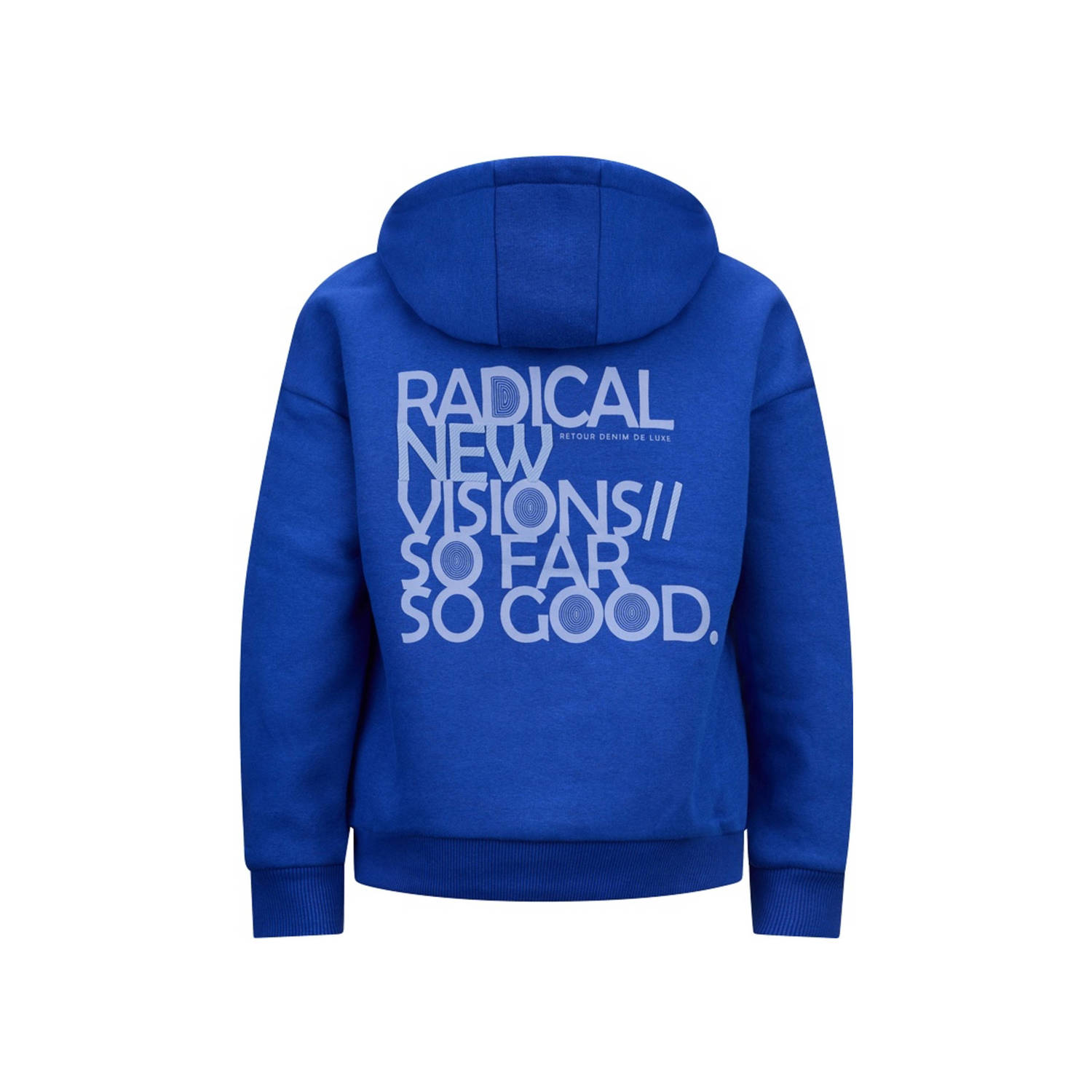 Retour Jeans hoodie Guy met backprint kobaltblauw