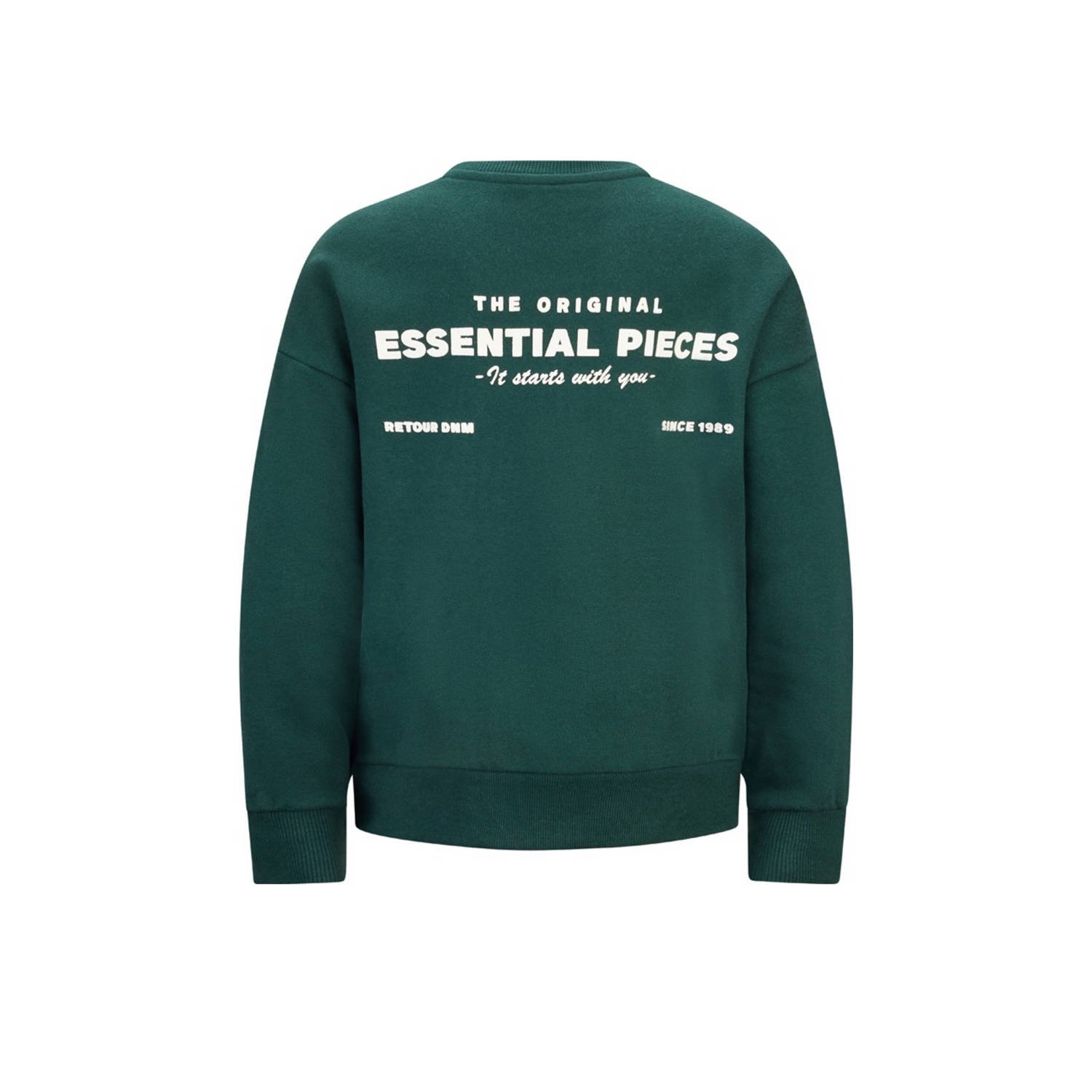 Retour Jeans sweater Easton met backprint donkergroen