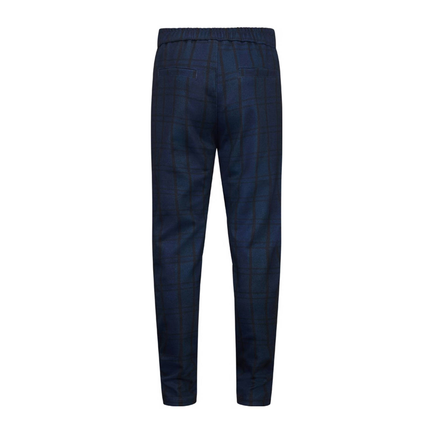 Retour Jeans geruite straight fit broek Rio donkerblauw