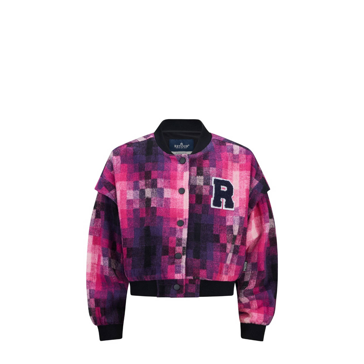 Retour Jeans bomberjack Anna met all over print fuchsia zwart